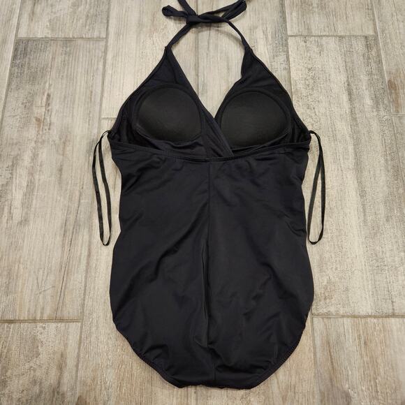 Magicsuit Swimsuit Womens Size 12 One-Piece Black Angelina Surplice Halter - Picture 7 of 13
